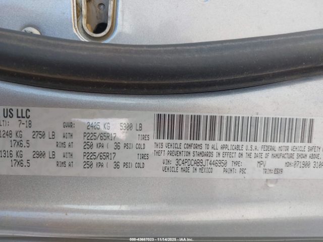 2018 DODGE JOURNEY 3C4PDCAB9JT446950 Photo 8