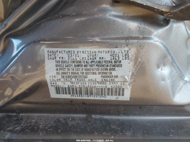 3N1AB8CV8MY257040 Nissan Sentra Sv Xtronic Cvt