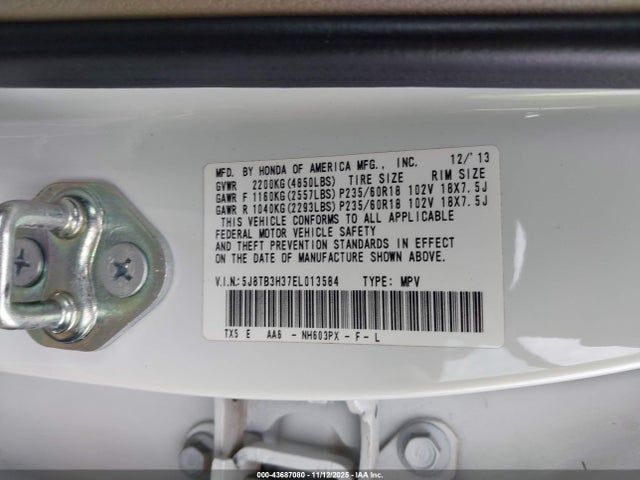 Продаж на аукціоні авто 2014 Acura Rdx, vin: 5J8TB3H37EL013584, номер лоту: 43687080