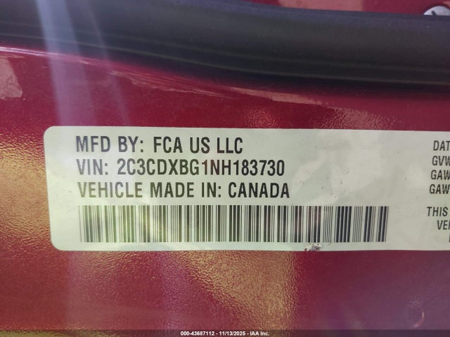 2C3CDXBG1NH183730 Dodge Charger Sxt Rwd