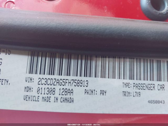 2015 DODGE CHALLENGER 2C3CDZAG5FH758913 Photo 8