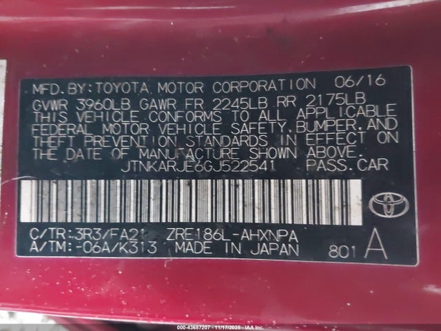 JTNKARJE6GJ522541 Scion IM
