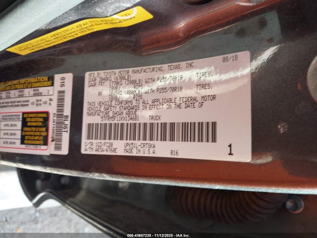 5TFRM5F11KX134681 Toyota Tundra Sr5 4.6l V8