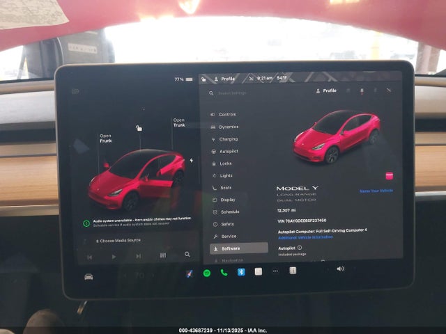 Aukcja sprzedaży 2025 Tesla Model Y Long Range Dual Motor All-wheel Drive, vin: 7SAYGDEE6SF237450, numer aukcji: 43687239