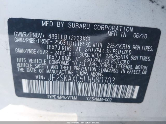 2020 SUBARU FORESTER JF2SKAXC5LH580703 Photo 8