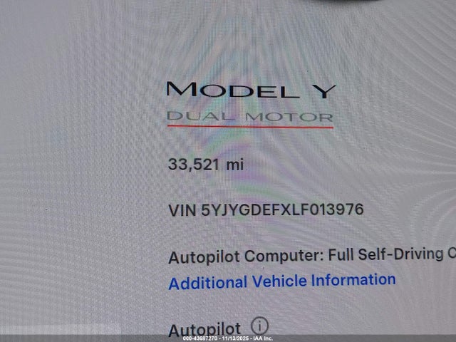 2020 TESLA MODEL Y 5YJYGDEFXLF013976 Photo 6