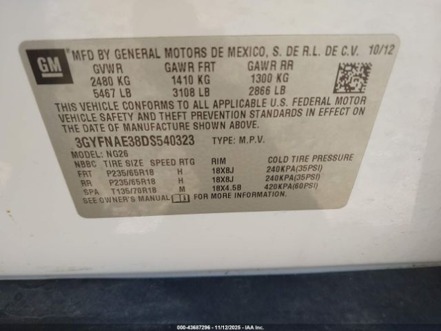 2013 CADILLAC SRX 3GYFNAE38DS540323 Photo 8