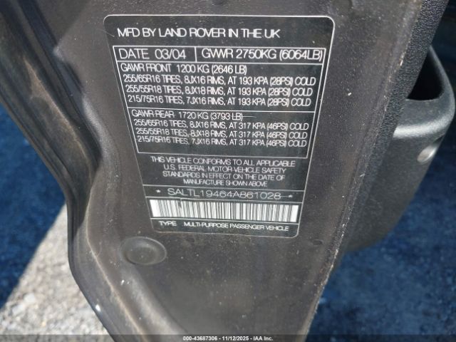 2004 LAND ROVER DISCOVERY SALTL19464A861028 Photo 8
