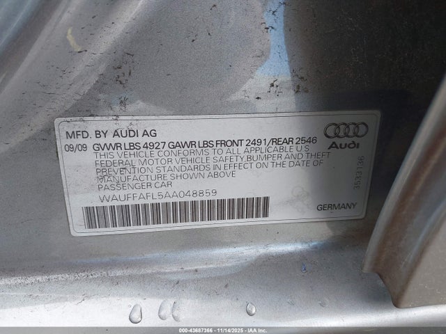 2010 AUDI A4 WAUFFAFL5AA048859 Photo 8