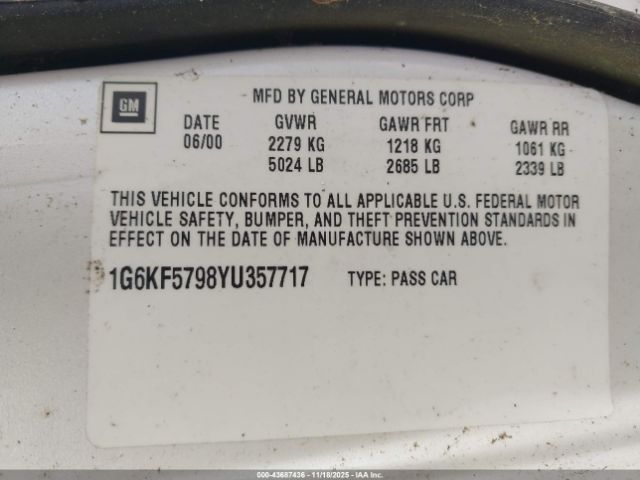 2000 CADILLAC DEVILLE 1G6KF5798YU357717 Photo 8