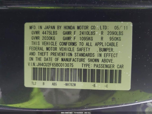 2011 ACURA TSX JH4CU2F65BC013075 Photo 8