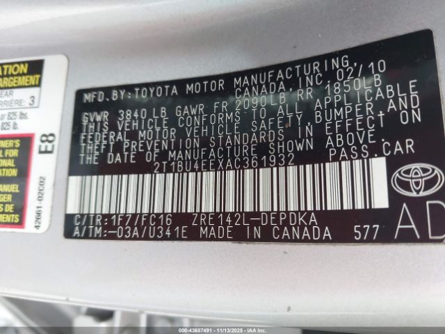 2010 TOYOTA COROLLA 2T1BU4EEXAC361932 Photo 8