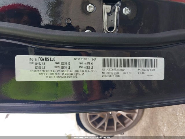 2C3CDXL96JH120892 Dodge Charger Srt Hellcat Rwd