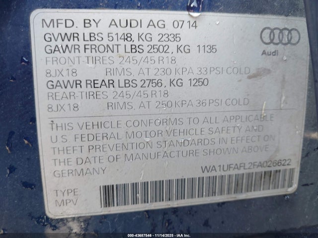2015 AUDI ALLROAD WA1UFAFL2FA026622 Photo 8
