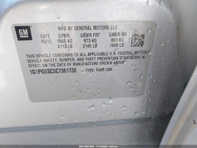 2012 CHEVROLET CRUZE 1G1PG5SC5C7361730 Photo 8