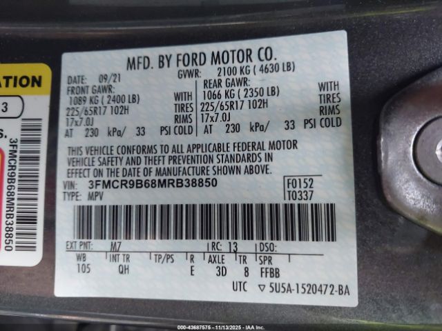 2021 FORD BRONCO SPORT 3FMCR9B68MRB38850 Photo 8