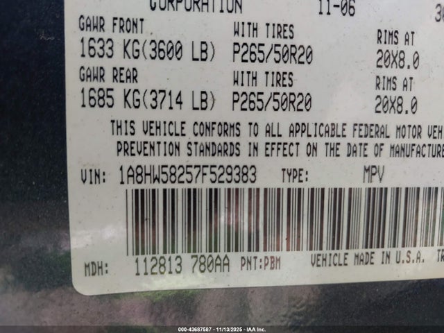 2007 CHRYSLER ASPEN 1A8HW58257F529383 Photo 8