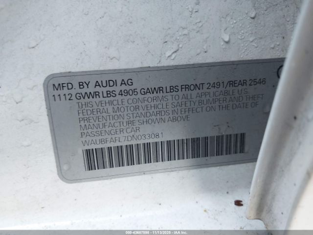2013 AUDI A4 WAUBFAFL7DN033081 Photo 8