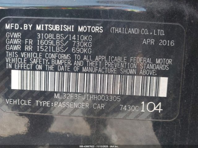 2017 MITSUBISHI MIRAGE G4 ML32F3FJ1HH003305 Photo 8