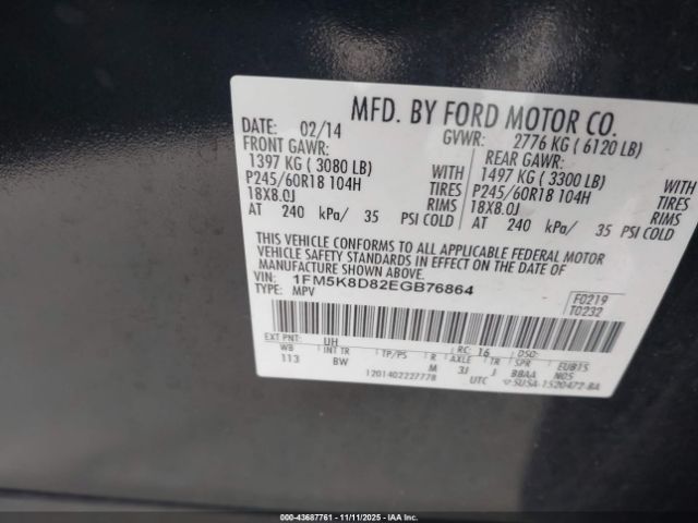 2014 FORD EXPLORER 1FM5K8D82EGB76864 Photo 8