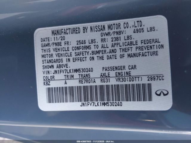 2021 INFINITI Q60 JN1FV7LK1MM530240 Photo 8
