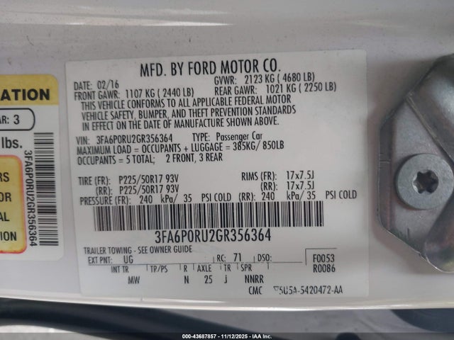 Ford Fusion Hybrid Titanium 2016 3FA6P0RU2GR356364 Image 9