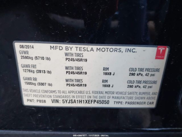 2014 TESLA MODEL S 5YJSA1H1XEFP45050 Photo 8