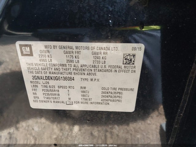 2016 CHEVROLET EQUINOX 2GNALDEK0G6136084 Photo 8