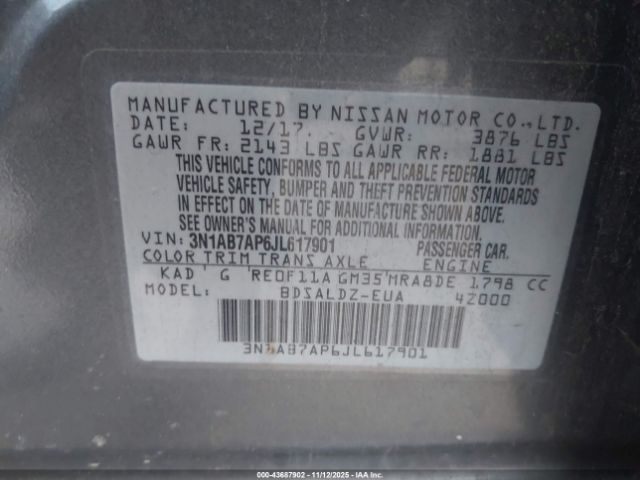 2018 NISSAN SENTRA 3N1AB7AP6JL617901 Photo 8