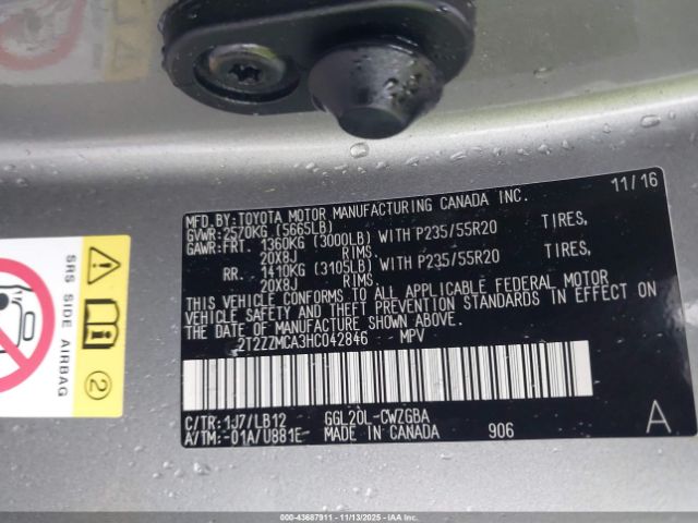2017 LEXUS RX 350 2T2ZZMCA3HC042846 Photo 8
