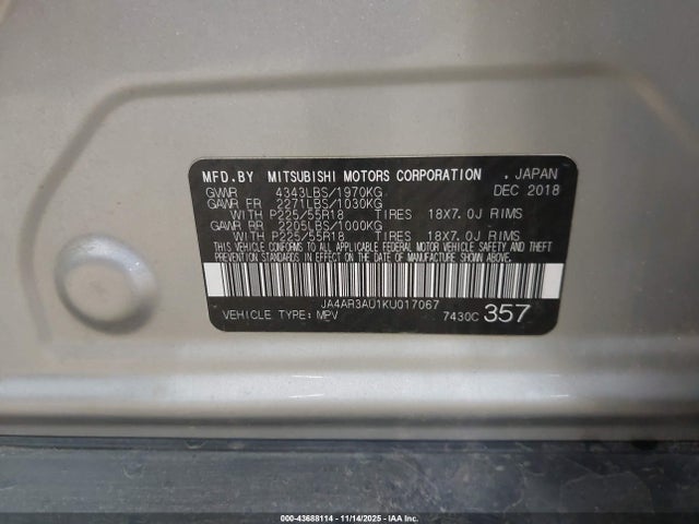 2019 MITSUBISHI OUTLANDER SPORT JA4AR3AU1KU017067 Photo 8