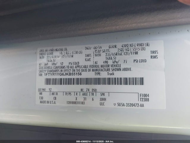 Ford Transit 2018 1FTYR1YG6JKB55156 Image 9
