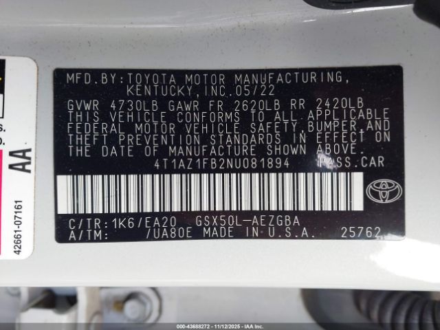 2022 TOYOTA AVALON 4T1AZ1FB2NU081894 Photo 8