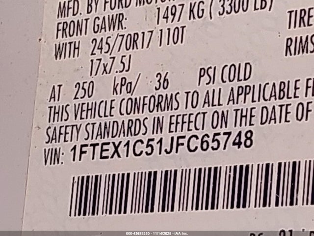 Ford F-150 Xl 2018 1FTEX1C51JFC65748 Image 9