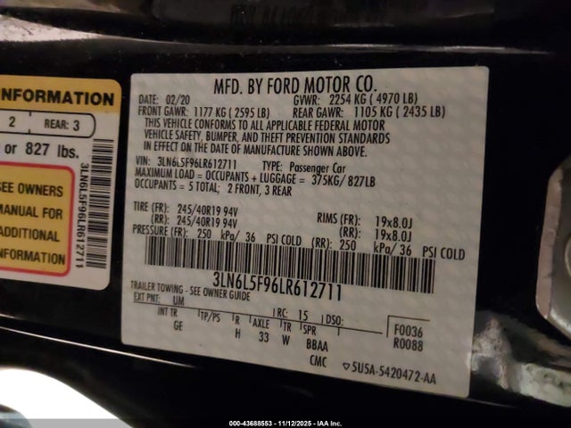 2020 LINCOLN MKZ 3LN6L5F96LR612711 Photo 8