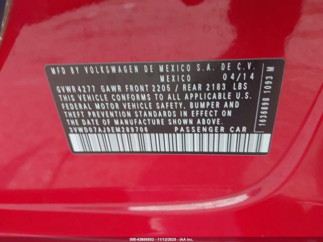 2014 VOLKSWAGEN JETTA 3VWD07AJ9EM289706 Photo 8