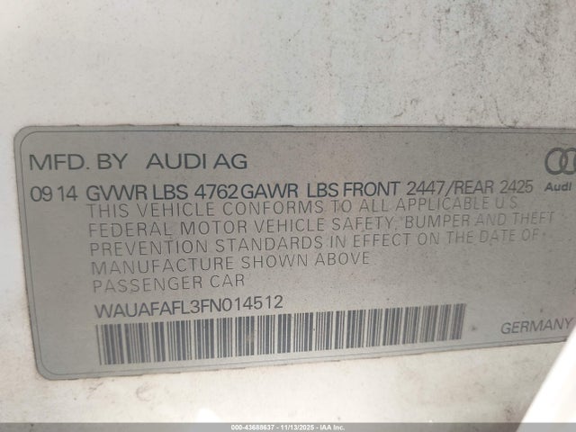 2015 AUDI A4 WAUAFAFL3FN014512 Photo 8