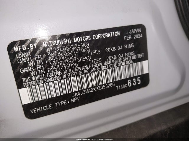 2024 MITSUBISHI OUTLANDER JA4J3VA8XRZ053286 Photo 8