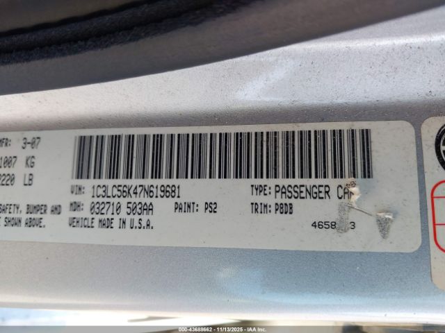 2007 CHRYSLER SEBRING 1C3LC56K47N619681 Photo 8