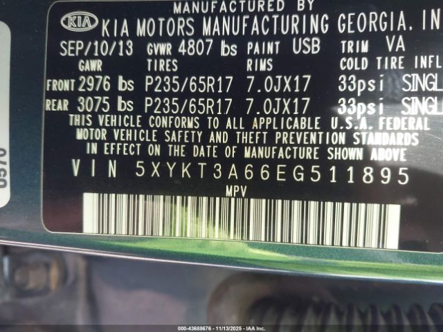2014 KIA SORENTO 5XYKT3A66EG511895 Photo 8
