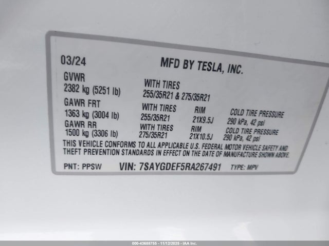 2024 TESLA MODEL Y 7SAYGDEF5RA267491 Photo 8