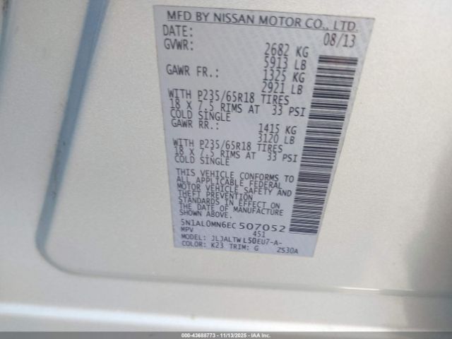 2014 INFINITI QX60 5N1AL0MN6EC507052 Photo 8