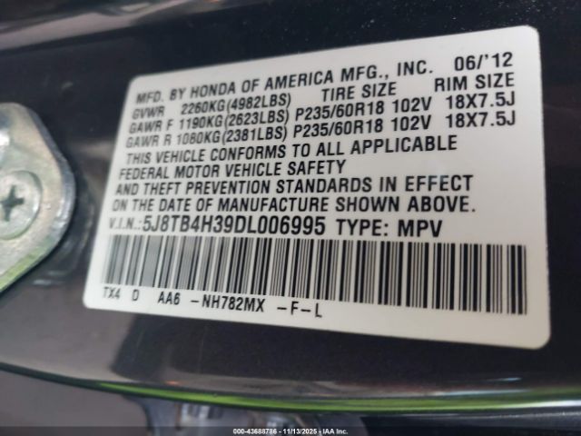 2013 ACURA RDX 5J8TB4H39DL006995 Photo 8