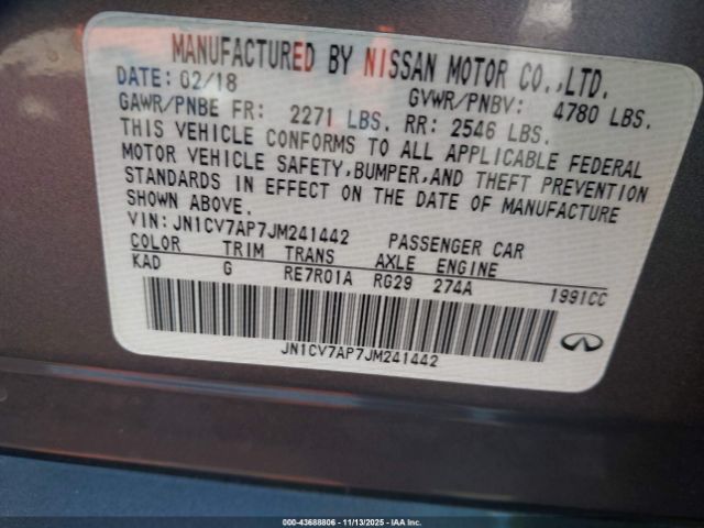 2018 INFINITI Q50 JN1CV7AP7JM241442 Photo 8