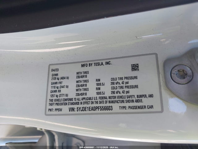 2023 TESLA MODEL 3 5YJ3E1EA0PF556603 Photo 8