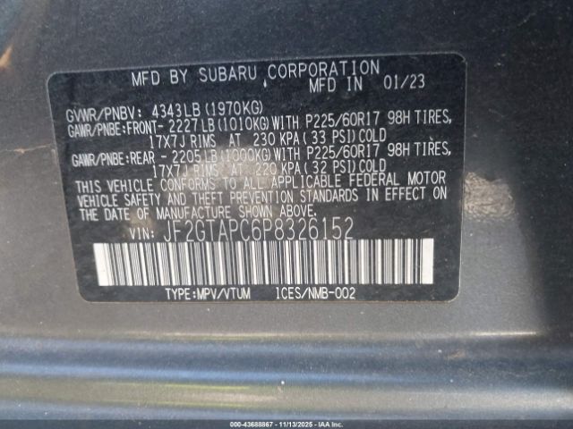 2023 SUBARU CROSSTREK JF2GTAPC6P8326152 Photo 8