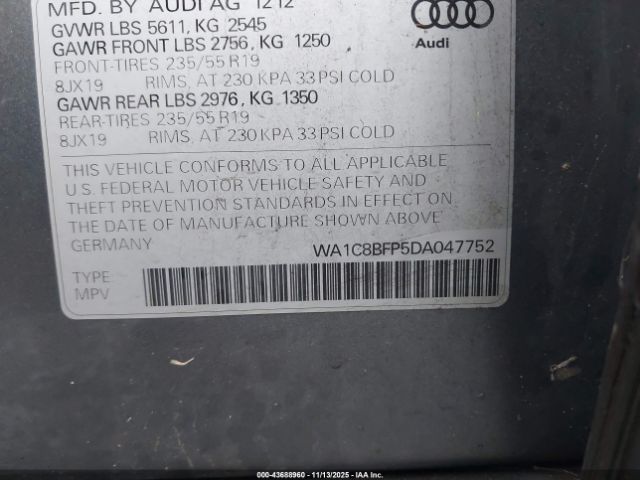 2013 AUDI Q5 HYBRID WA1C8BFP5DA047752 Photo 8