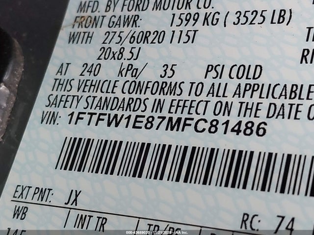 Ford F150 SUPER 2021 1FTFW1E87MFC81486 Image 19