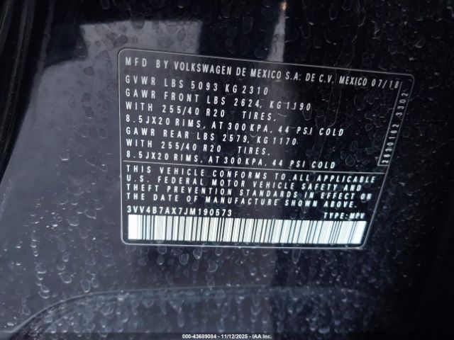 2018 VOLKSWAGEN TIGUAN 3VV4B7AX7JM190573 Photo 8