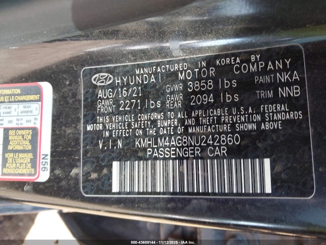 2022 HYUNDAI ELANTRA KMHLM4AG8NU242860 Photo 8